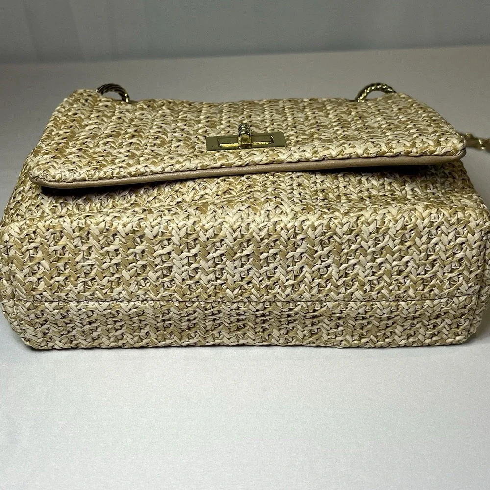 Straw Clutch Evening Handbag for Women Woven Straw Dumpling Bag Summer Khaki‎